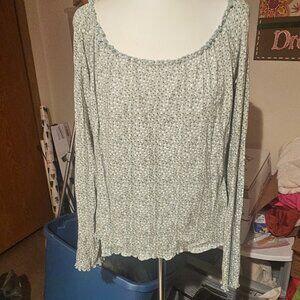 Forever 21 Plus Off-Shoulder Floral Top | Sage Green | Size 3X